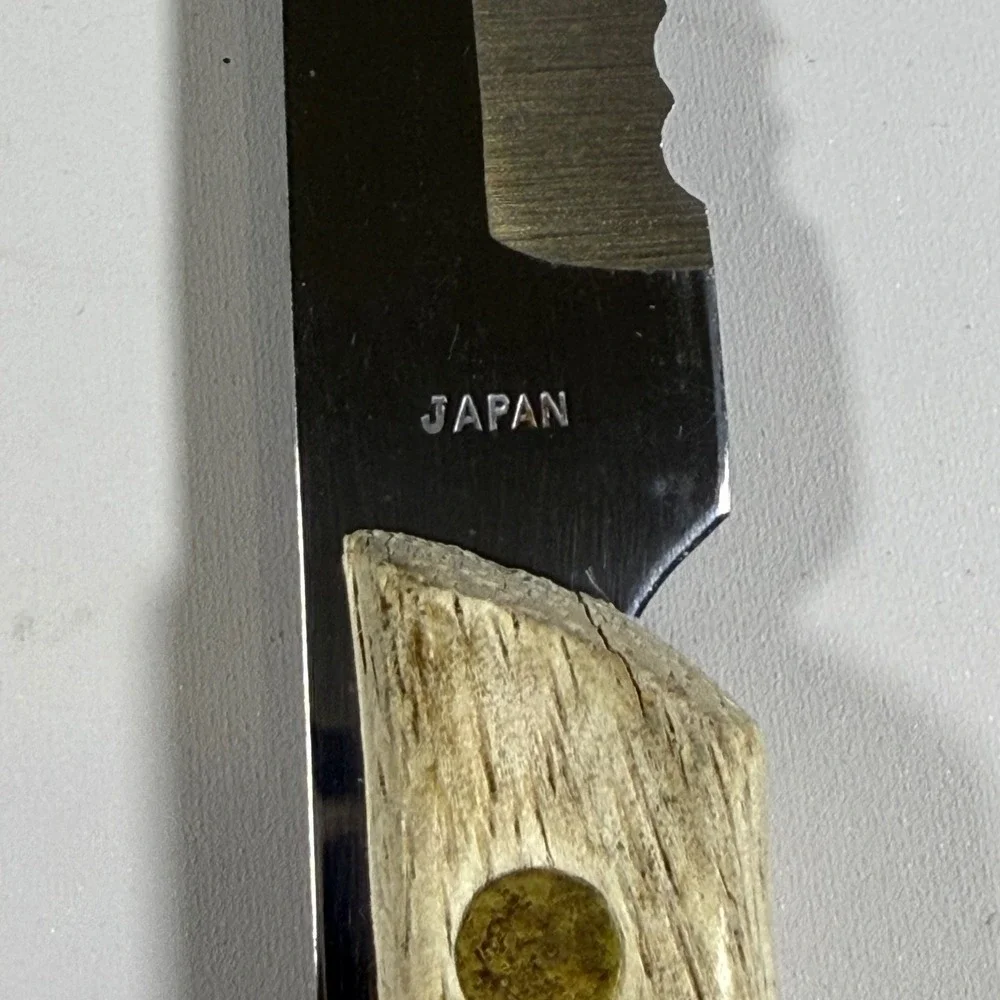 VTG Caesar's Stainless Steal Japan Steak Knife Wooden‎ Handle  Rustic Cabin Core